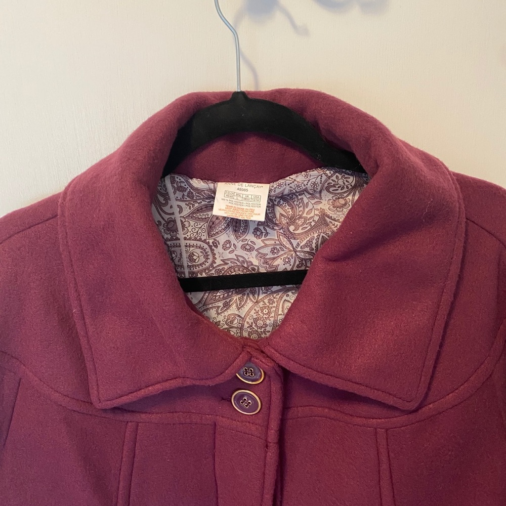 Fleece Jacket Plum, Lined, Anne de Lancay